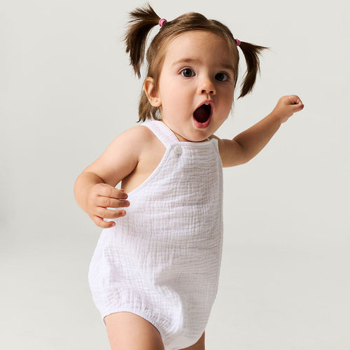 White Cotton Crinkle Bubble Romper