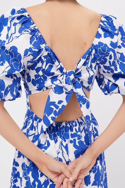 Blue Floral Seaport Midi Dress