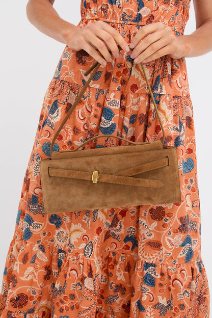 Acorn Suede Veronica Beard Dash Clutch