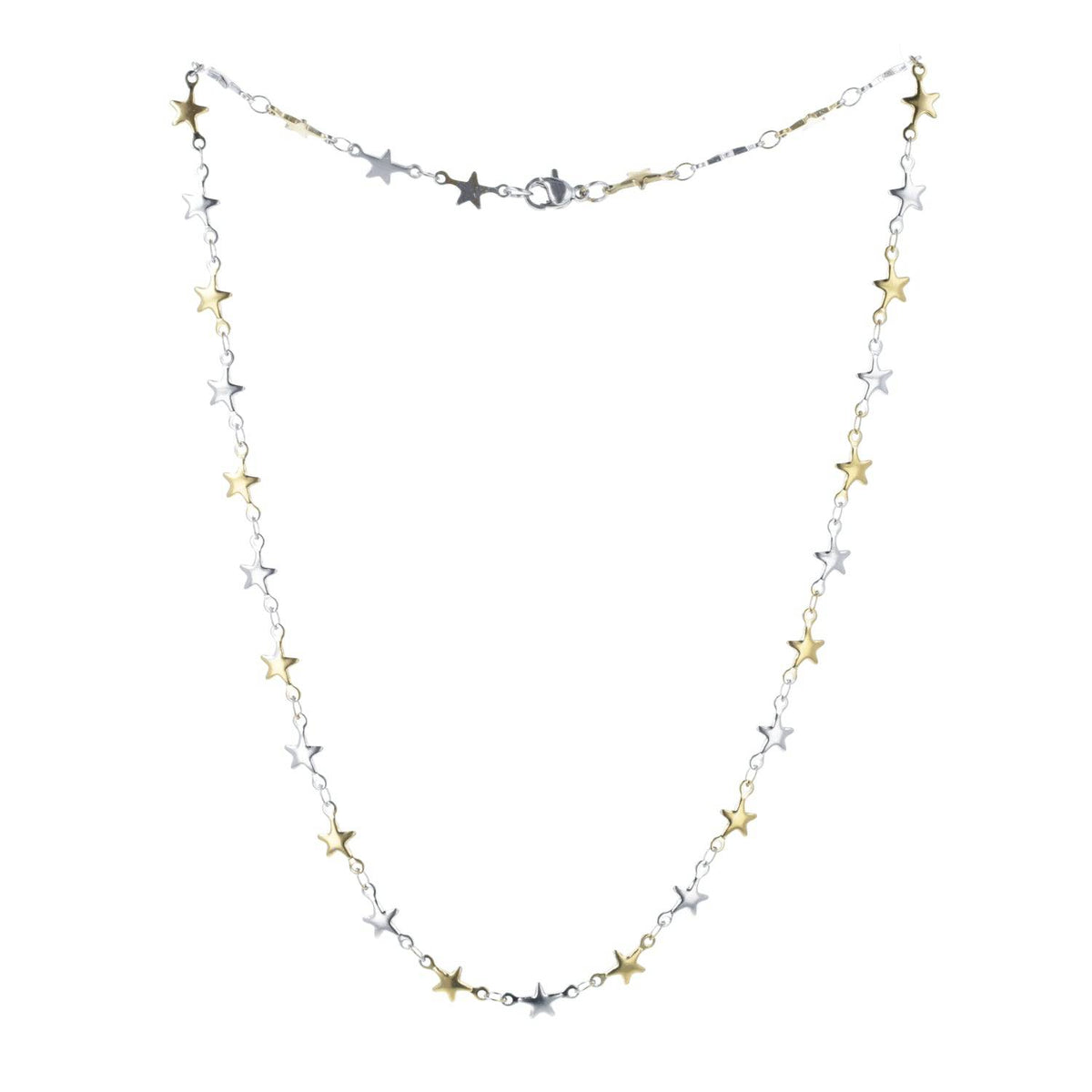 Two Toned Star Chain Necklace