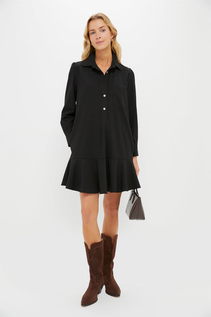 Black Crepe Callahan Shirt Dress