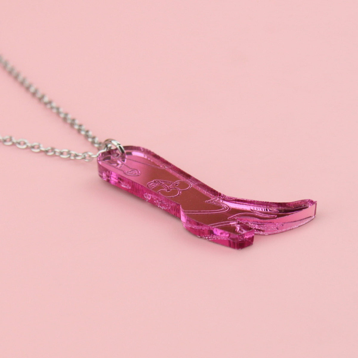 Working 9-5 Pink Cowgirl Boot Necklace