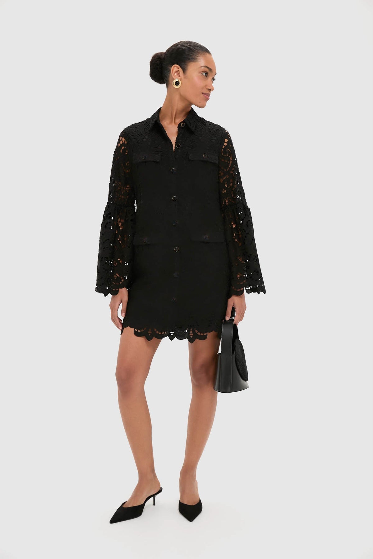 Black Lace Long Sleeve Rachael Mini Dress