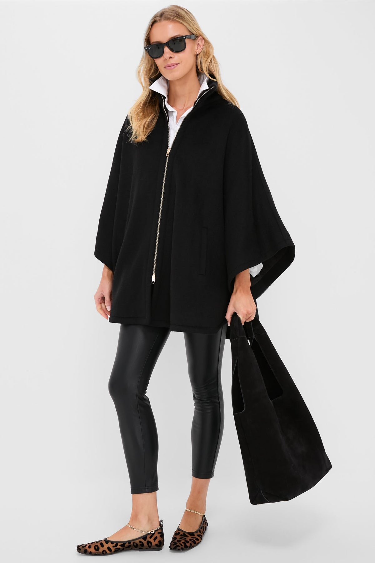 Black Full Zip Huntington Poncho