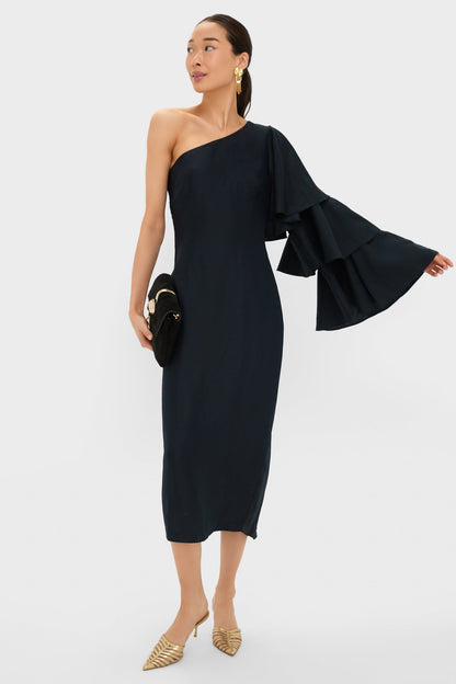 Black Bidi Bidi Bom Bom Tea Length Dress