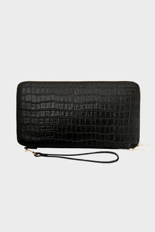 Black Croc Travel Wallet