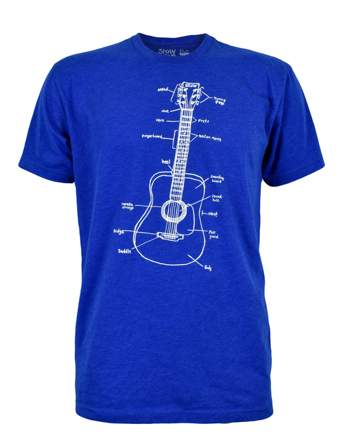 Adult Crew Neck - Guitar Lessons Royal Blue Tee (S, M, XL) by Slow Loris