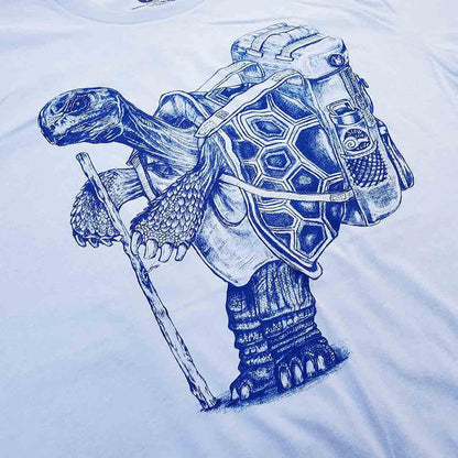 Adult Crew Neck - Hiking Tortoise Light Blue Tee (S - 2X) by Slow Loris