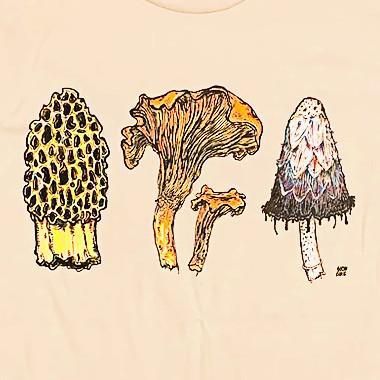 Adult Crew Neck - Mushrooms Sand Beige Tee (S - 2X) by Slow Loris