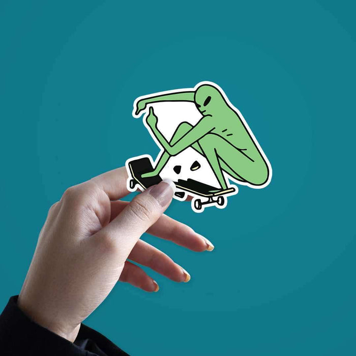Alien On Skateboard Sticker - Stickers | STICK IT UP