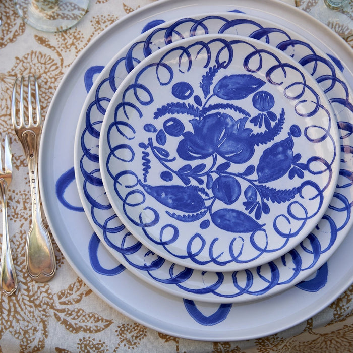 Amalfi Salad/Dessert Plate - White/Blue