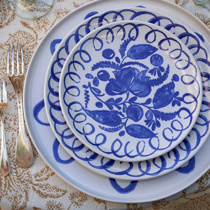 Amalfi Salad/Dessert Plate - White/Blue