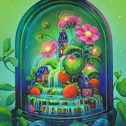 Art Print - 6x8in - Strawberry Terrarium by Nimasprout