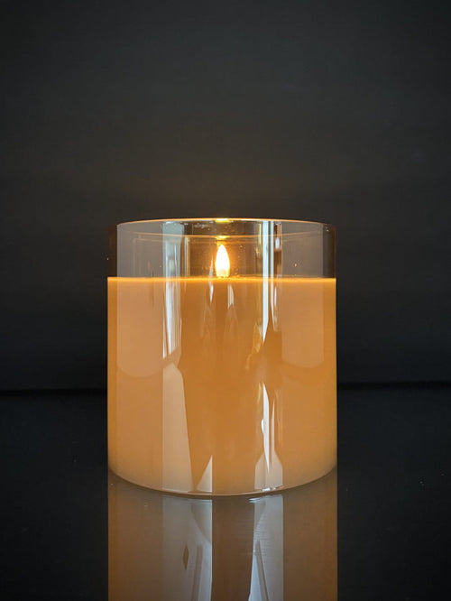 Battery Operated Champagne Pillar Candle 5.75"x 5.75"