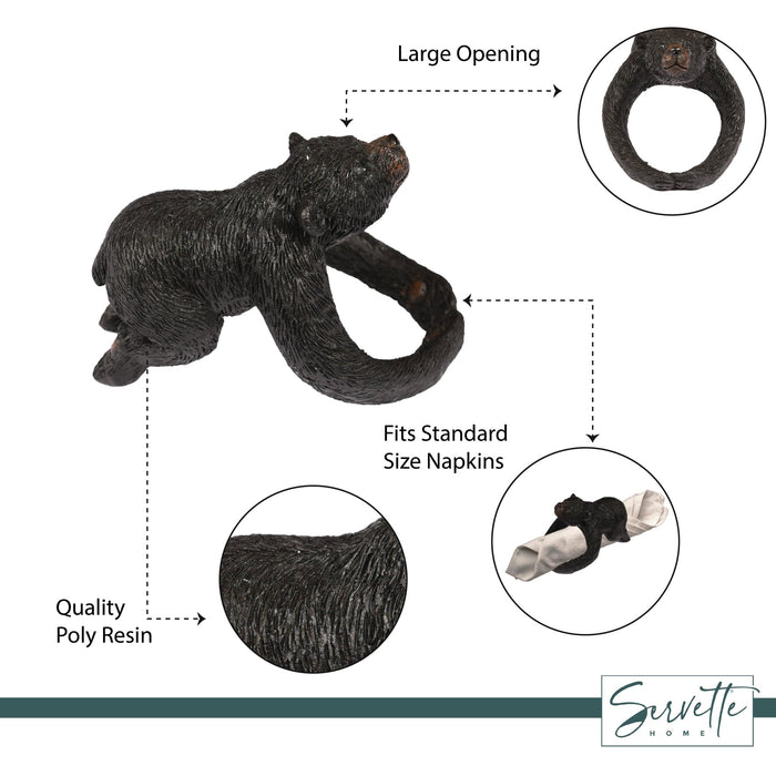 Bear Napkin Rings, Rustic Tabletop Decor for Dining and Parties