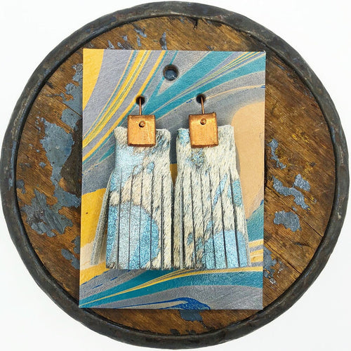 Blue Metallic Tassel Earrings - No One Alike