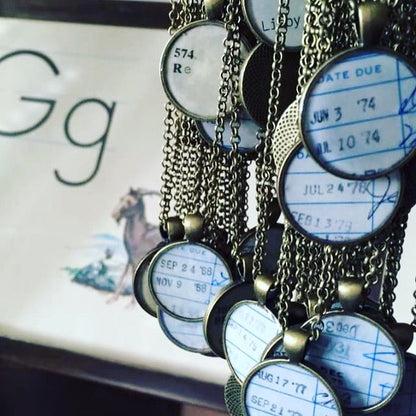 Book Lover Necklace -- Date in Blue