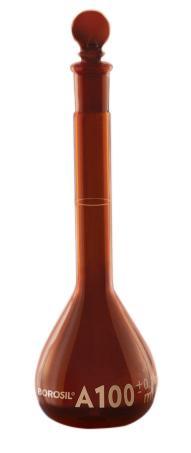 Borosil® Flasks - Volumetric - Class A - Amber - PP Stopper - 10mL - 7/16 - Batch Cert - CS/5 - SolventWaste.com