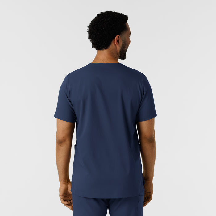 Boundless Men's Multi Pocket V-Neck Scrub Top Navy back view