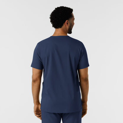 Boundless Men's Multi Pocket V-Neck Scrub Top Navy back view