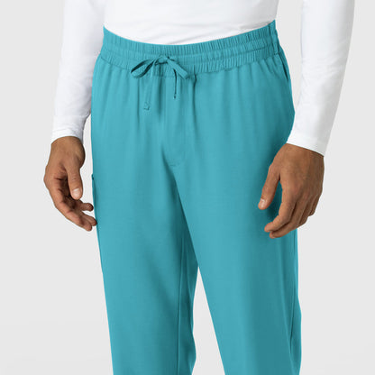 Boundless Men's Straight Leg Scrub Pant Teal side detail 1