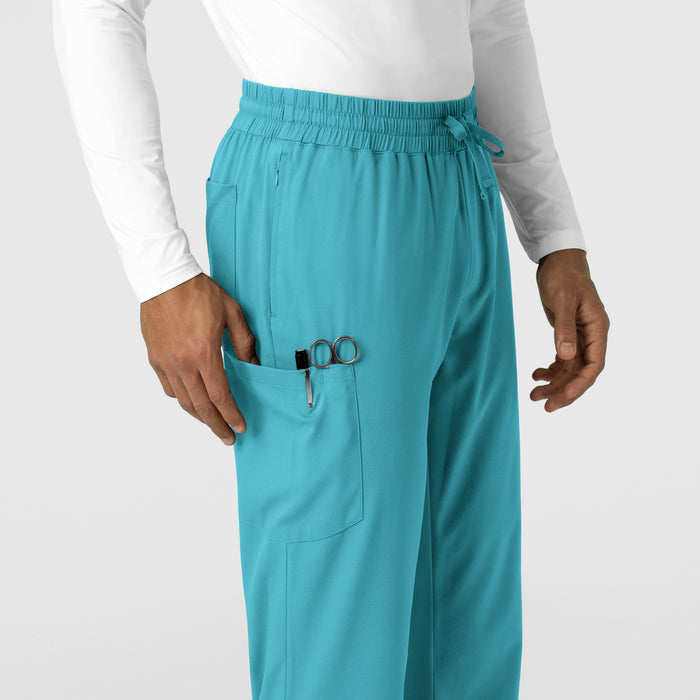 Boundless Men's Straight Leg Scrub Pant Teal hemline detail