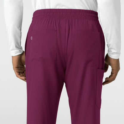 Boundless Men's Straight Leg Scrub Pant Wine side detail 2