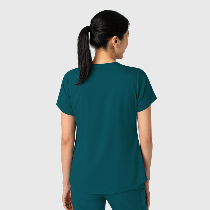 Boundless Women's 2-Pocket V-Neck Scrub Top Caribbean back view
