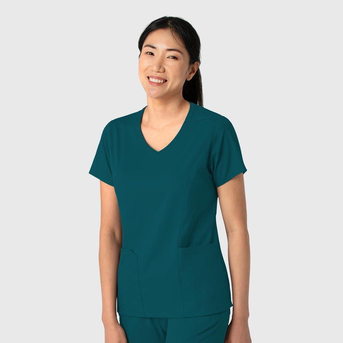 Boundless Women's 2-Pocket V-Neck Scrub Top Caribbean side view