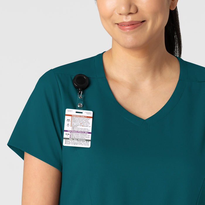 Boundless Women's 2-Pocket V-Neck Scrub Top Caribbean front detail