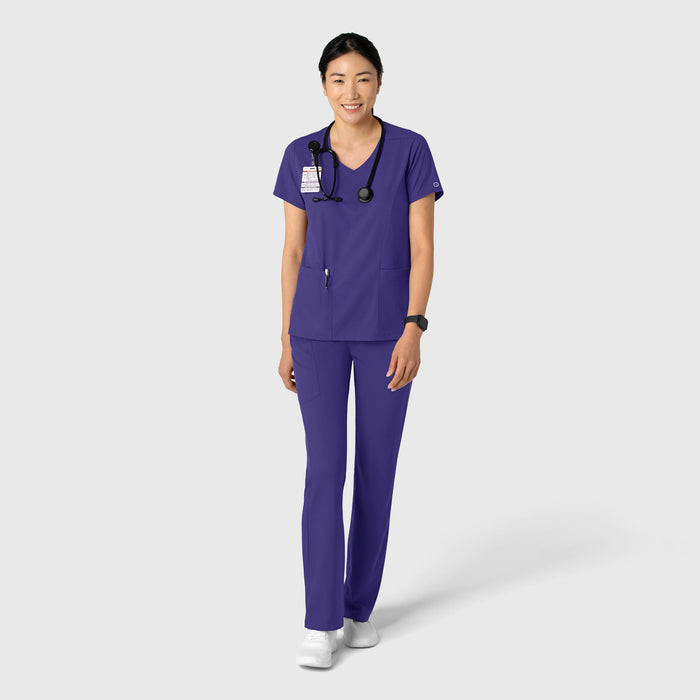 Boundless Women's 2-Pocket V-Neck Scrub Top Grape full scrub set