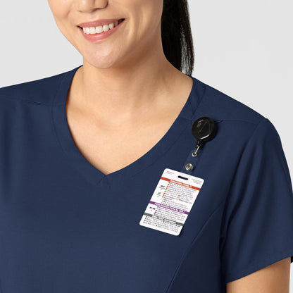 Boundless Women's 2-Pocket V-Neck Scrub Top Navy side detail 1