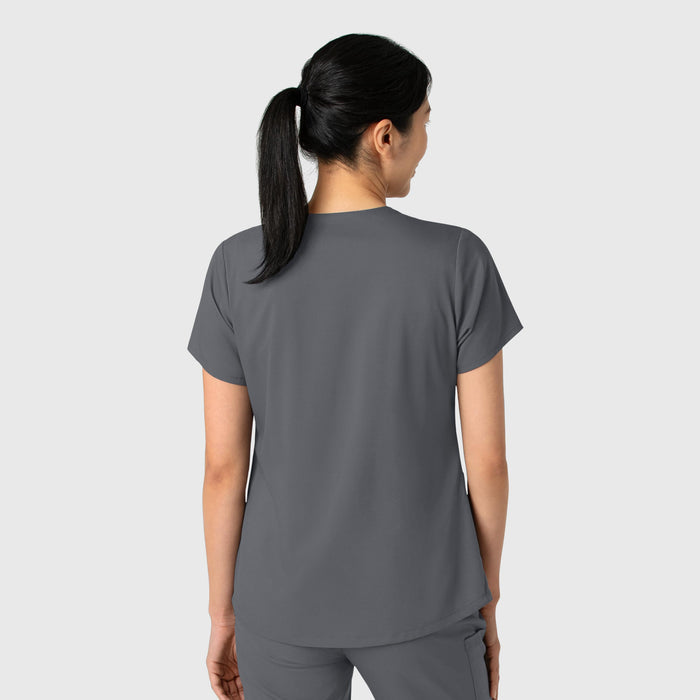 Boundless Women's 2-Pocket V-Neck Scrub Top Pewter back view