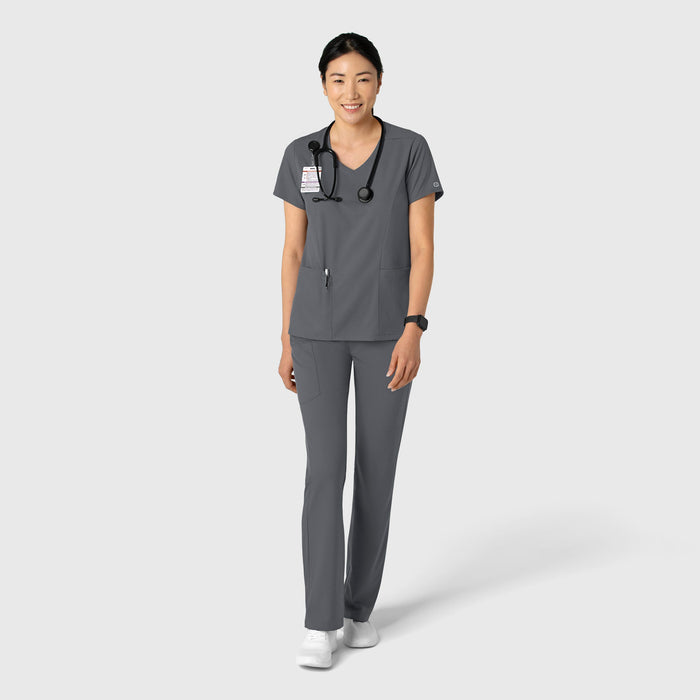 Boundless Women's 2-Pocket V-Neck Scrub Top Pewter full scrub set