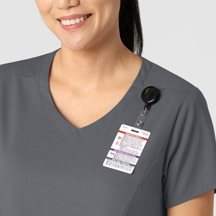 Boundless Women's 2-Pocket V-Neck Scrub Top Pewter side detail 1