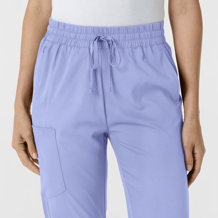 Boundless Women's Bootcut Scrub Pant Ceil Blue front detail