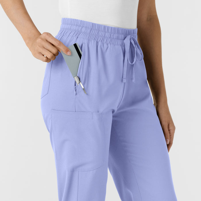 Boundless Women's Bootcut Scrub Pant Ceil Blue side detail 1