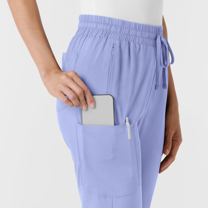 Boundless Women's Bootcut Scrub Pant Ceil Blue side detail 2
