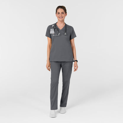 Boundless Women's Slip in Pockets V-Neck Scrub Top Pewter full scrub set