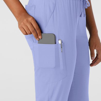 Boundless Women's Jogger Scrub Pant Ceil Blue front detail