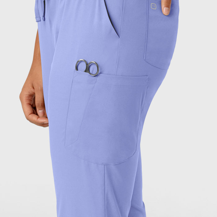 Boundless Women's Jogger Scrub Pant Ceil Blue side detail 1