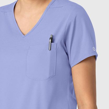 Boundless Women's Tuck-In Scrub Top Ceil Blue side detail 2