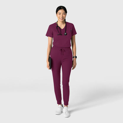 Boundless Women's Tuck-In Scrub Top Wine full scrub set