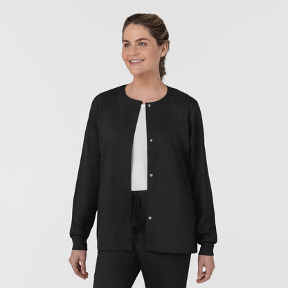 Boundless Women’s Warm-Up Scrub Jacket Black side view