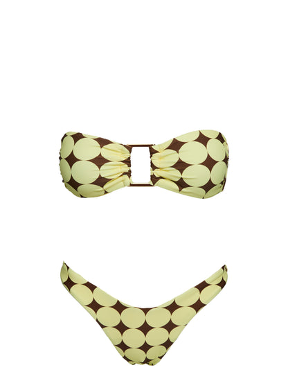Calbira Strapless Bikini Top Yellow Geo