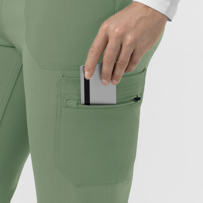 Force Cross-Flex Knit Women's Modern Scrub Pant Green Slate front detail