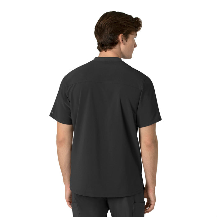 Force Cross-Flex Men's Henley Scrub Top Black back view