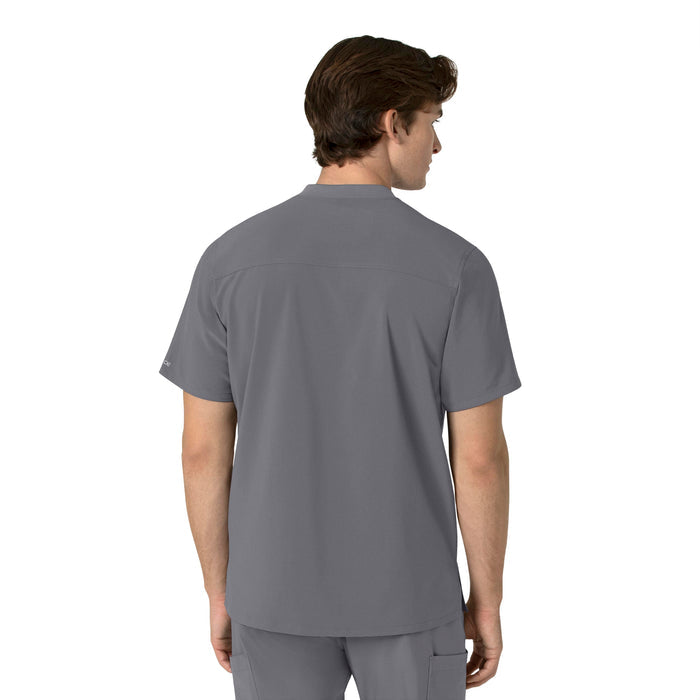 Force Cross-Flex Men's Henley Scrub Top Pewter back view