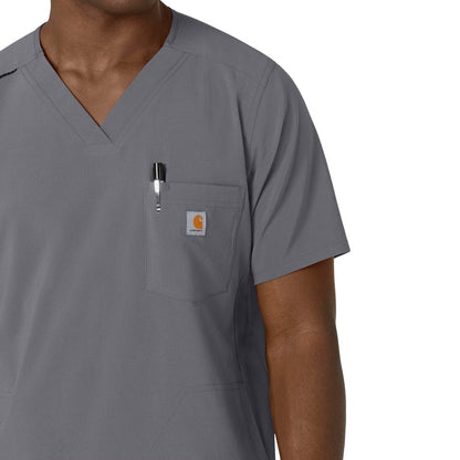 Force Cross-Flex Men's V-Neck Scrub Top Pewter side detail 1
