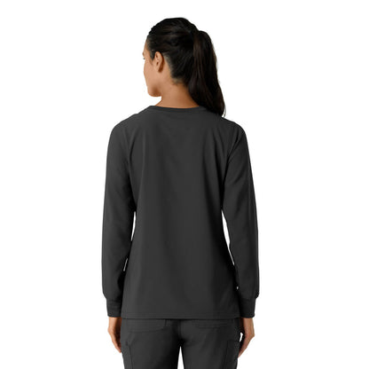 Force Cross-Flex Women's Crew Neck Long Sleeve Scrub Top Black back view